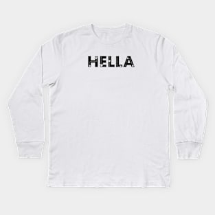 Hella cat name made of hand drawn paw prints Kids Long Sleeve T-Shirt